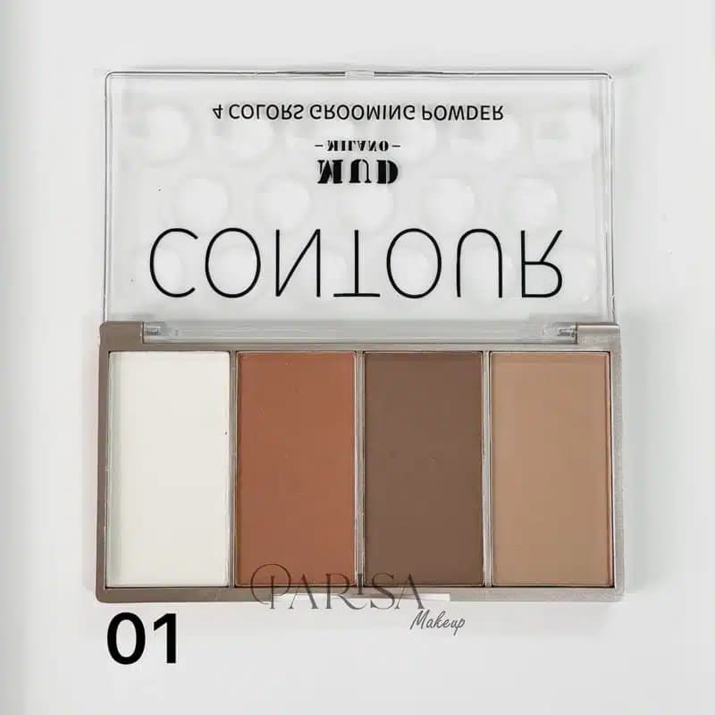 پالت کانتور پودری ۴ رنگ MUD Milano مدل Grooming Powder Contour کد 01 — تصویر ۲