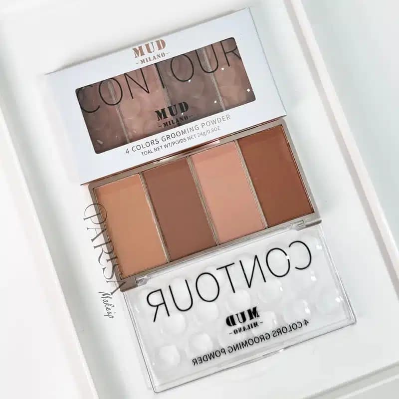 پالت کانتور پودری ۴ رنگ MUD Milano مدل Grooming Powder Contour کد 02
