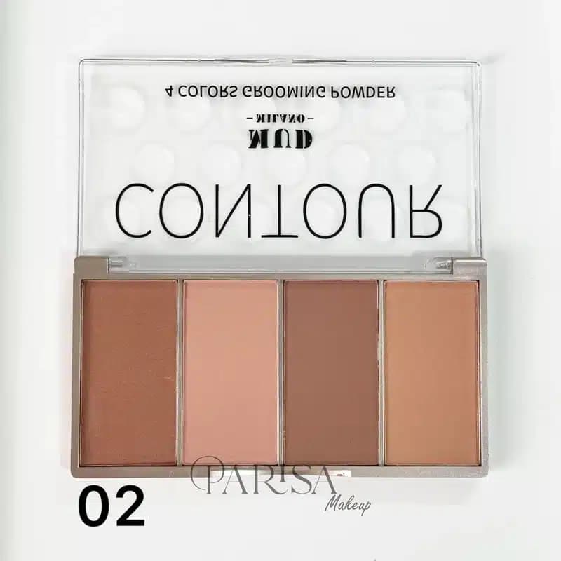 پالت کانتور پودری ۴ رنگ MUD Milano مدل Grooming Powder Contour کد 02 — تصویر ۲