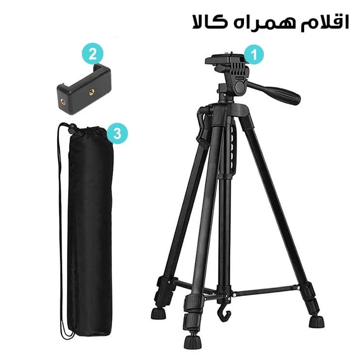 سه پایه دوربین و گوشی TRIPOD-3366 ارتفاع ۱۷۵ سانتی متر — تصویر ۳
