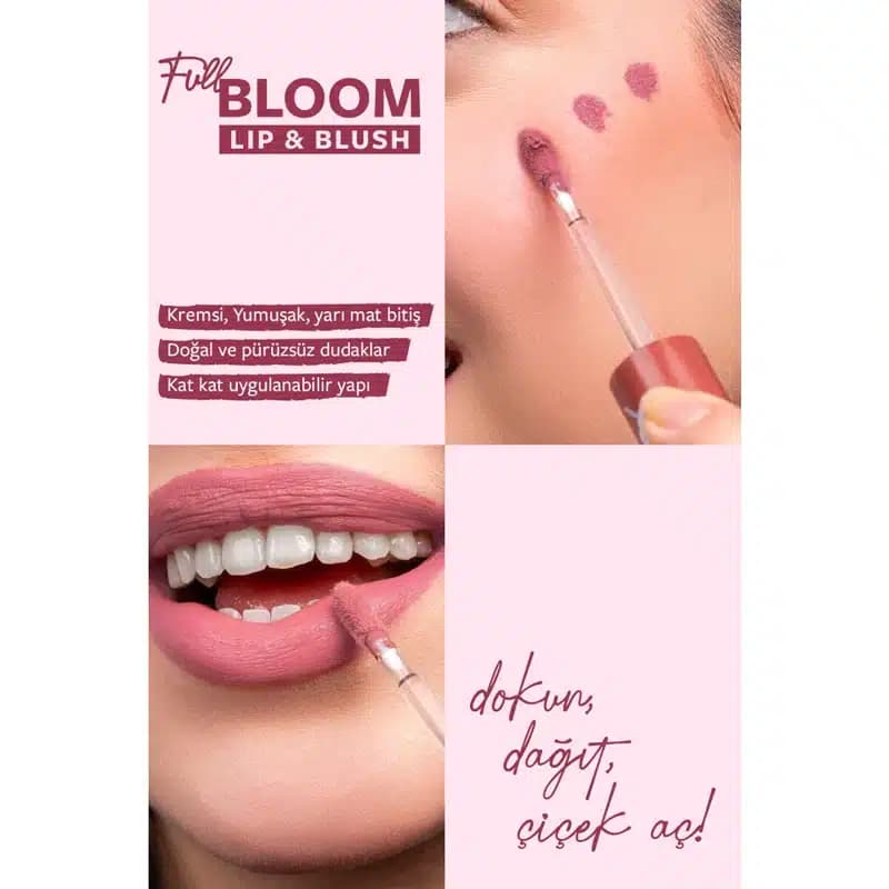 رژ لب و گونه مایع مخملی پاستل Pastel مدل Full Bloom Lip & Blush کد 76 — تصویر ۲