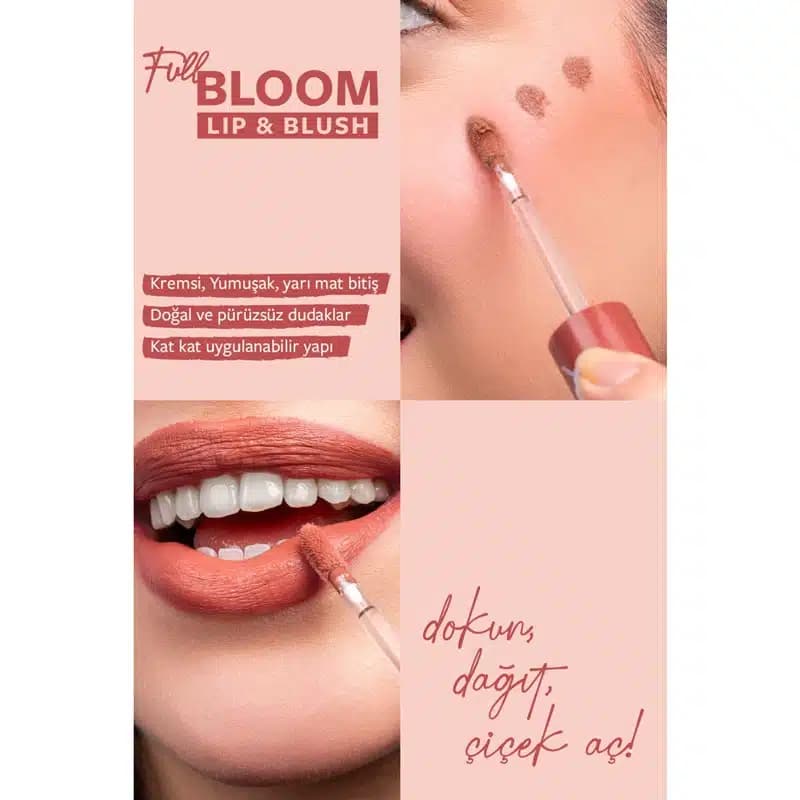رژ لب و گونه مایع مخملی پاستل Pastel مدل Full Bloom Lip & Blush کد 77 — تصویر ۳
