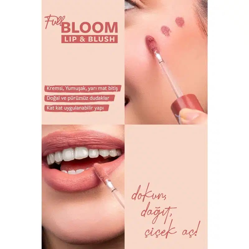 رژ لب و گونه مایع مخملی پاستل Pastel مدل Full Bloom Lip & Blush کد 74 — تصویر ۳