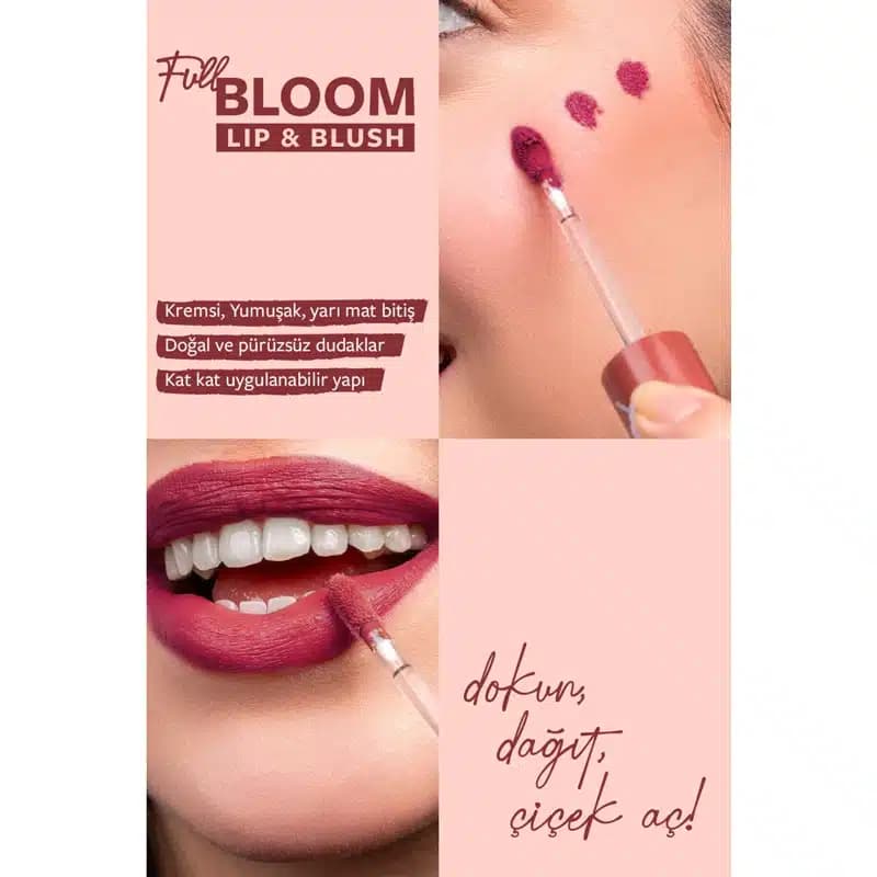 رژ لب و گونه مایع مخملی پاستل Pastel مدل Full Bloom Lip & Blush کد 82 — تصویر ۳