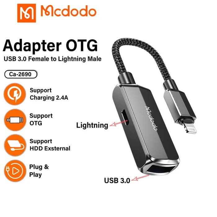 مبدل لایتنینگ به USB OTG/لایتنینگ مک دودو مدل CA-2690 — تصویر ۲
