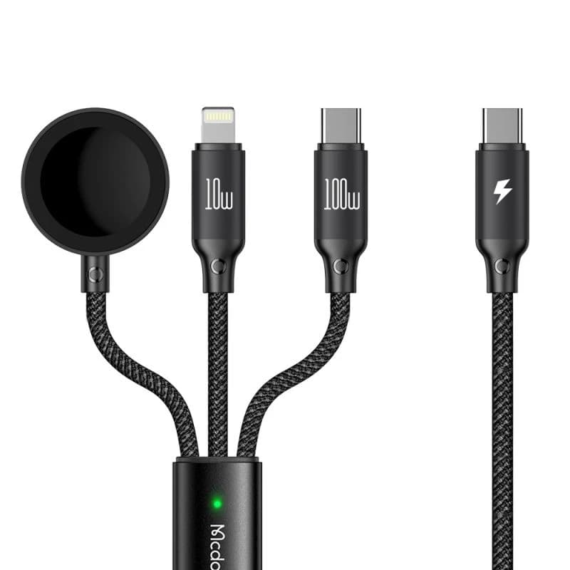کابل تبدیل USB-C به میکرو اپل واچ/لایتنینگ/USB-C مک دودو مدل ca-4940 طول 1.2 متر — تصویر ۲