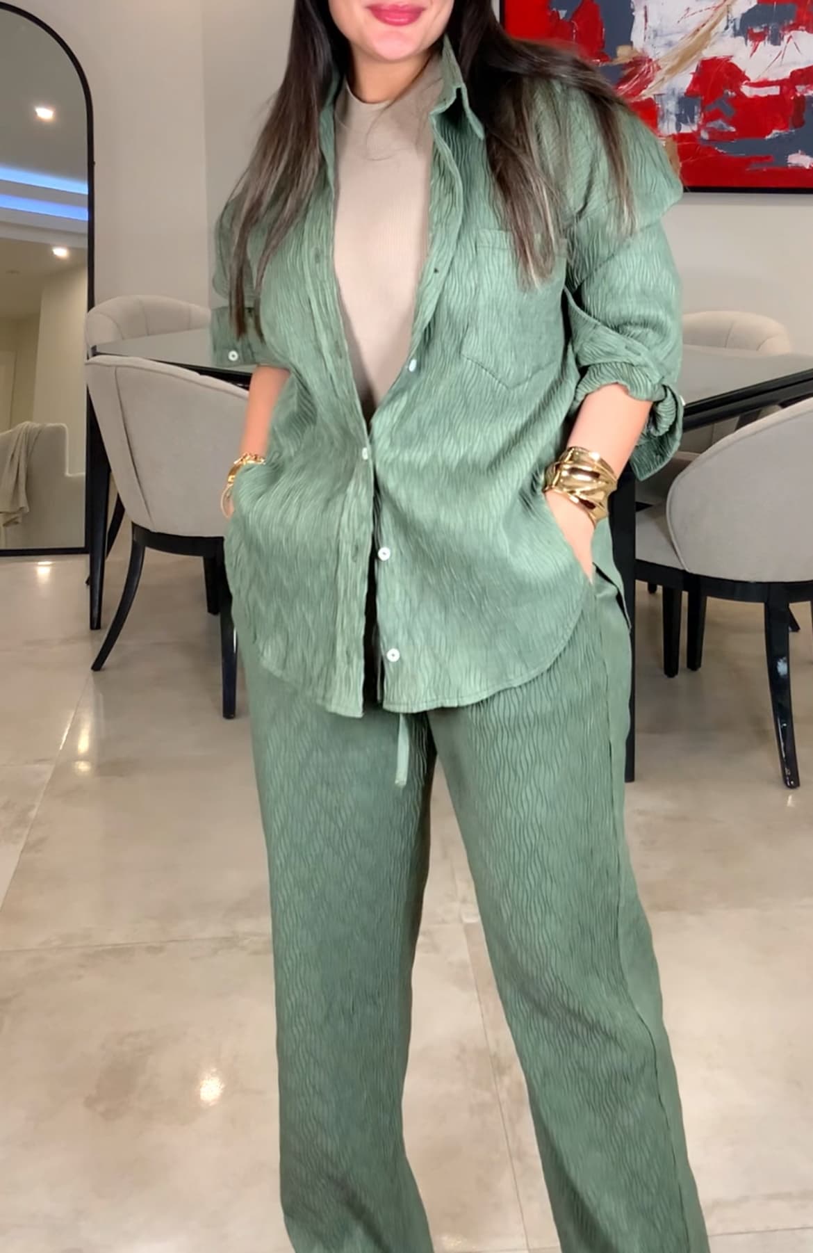شلوار زنانه پلیسه سرمه ای مدل زارا پلی — تصویر ۸