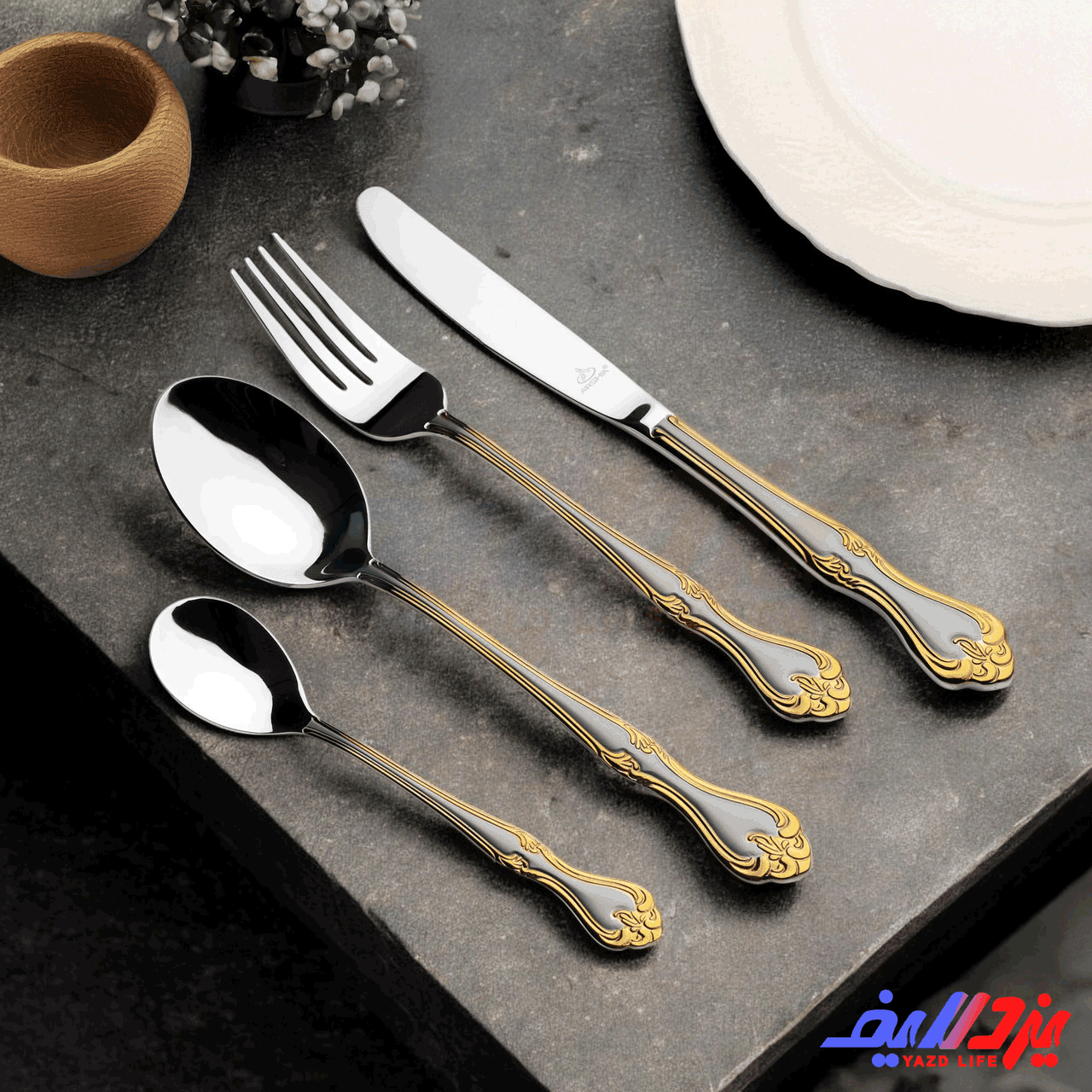 سرویس قاشق و چنگال 48 تکه 12 نفره عرشیا مدل TM112GS-3762 — تصویر ۲