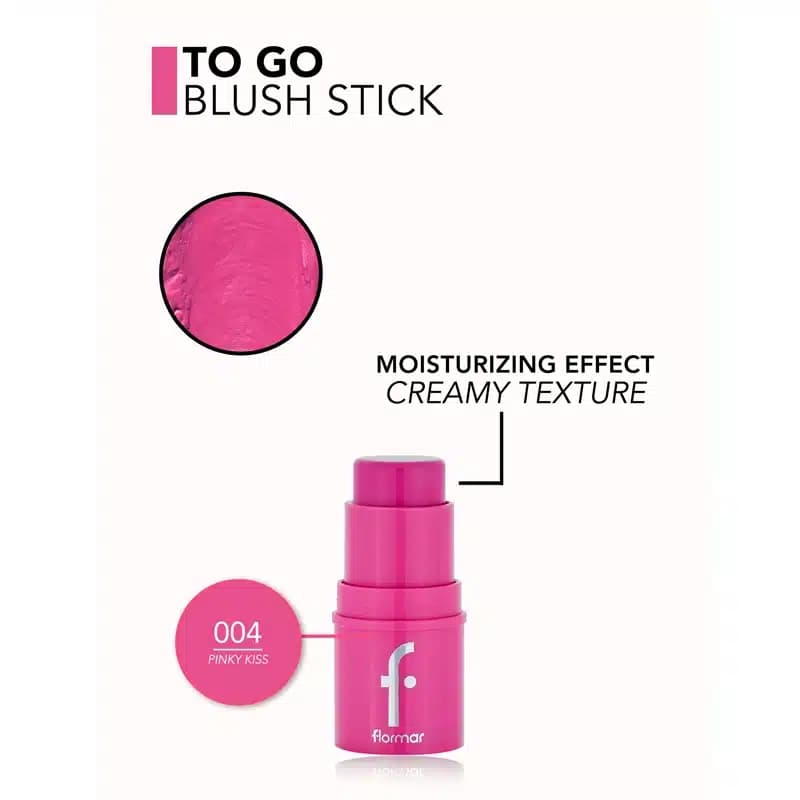 رژگونه کرمی استیکی فلورمار Flormar مدل To Go Stick Blush کد 004 رنگ Pinky Kiss — تصویر ۳