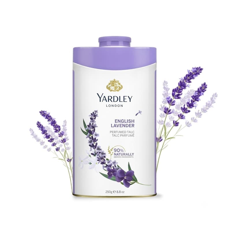 پودر خوشبو کننده عطری بدن یاردلی Yardley مدل Perfumed Talc رایحه لوندر انگلیسی English Lavender(250 گرم)