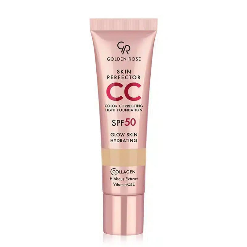 سی سی کرم SPF 50 اصلاح کننده رنگ پوست گلدن رز Golden Rose مدل CC Cream Skin Perfector Light Foundation کد 101 رنگ Beige