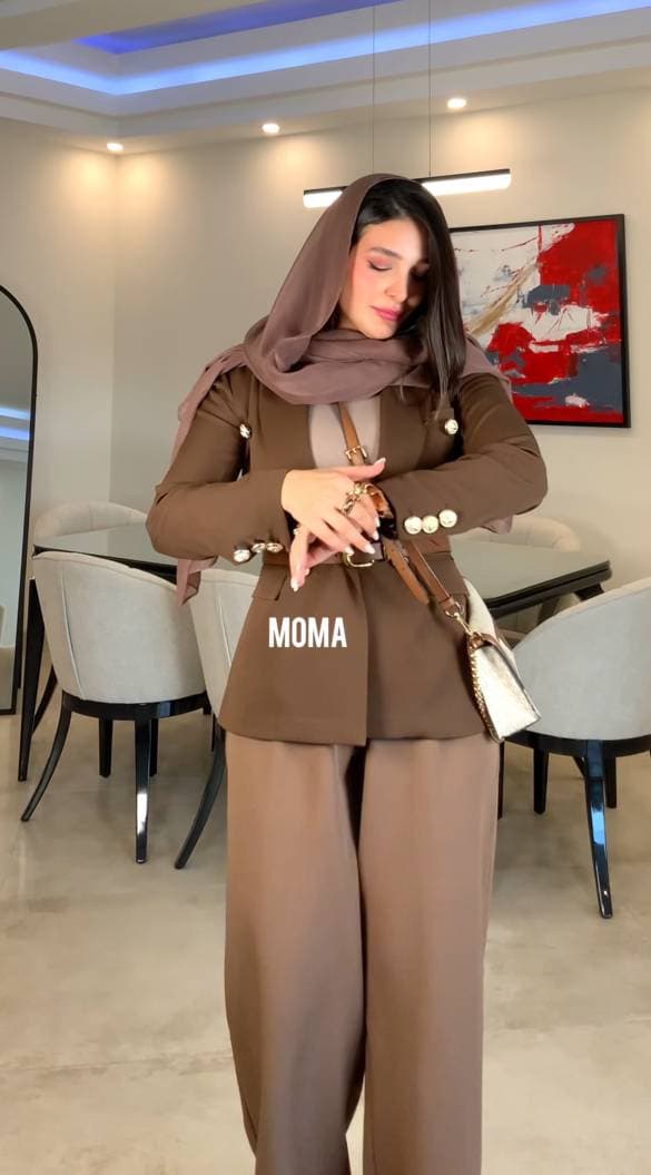 کت کوتاه زنانه جیب دار مازاراتی قهوه ای مدل لوکس — تصویر ۲