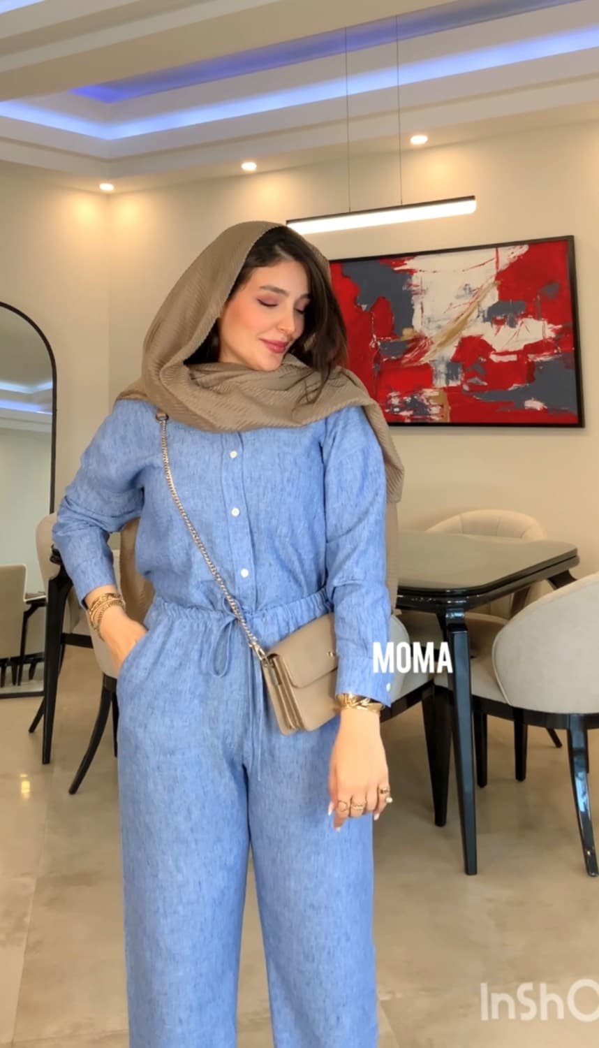 شلوار لینن آبی مدل زارا