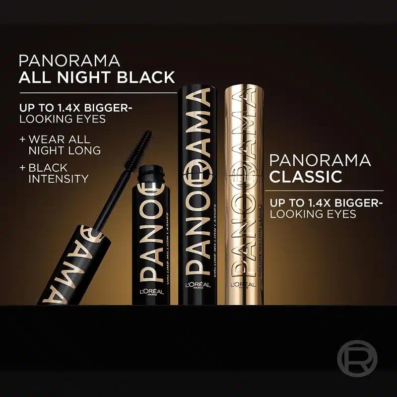 ریمل حجم دهنده لورآل Loreal مدل Voluminous Panorama Washable Mascara رنگ All Night Black — تصویر ۷