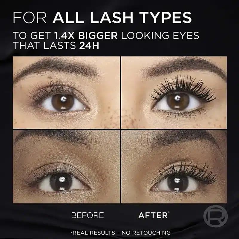 ریمل حجم دهنده لورآل Loreal مدل Voluminous Panorama Washable Mascara رنگ All Night Black — تصویر ۵