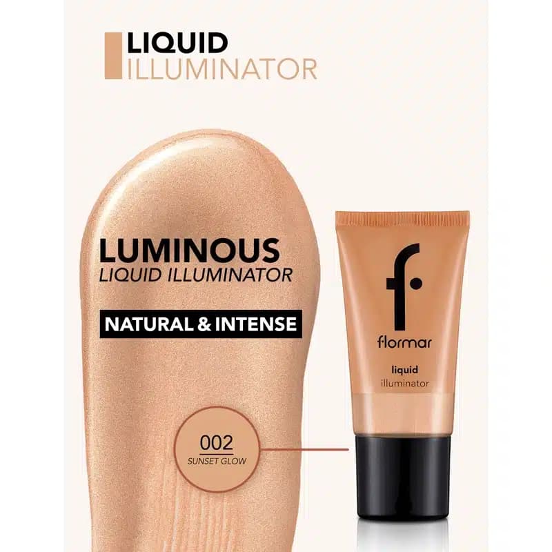 کرم درخشان کننده فلورمار Flormar مدل Liquid Illuminator کد 002 رنگ Sunset Glow — تصویر ۳