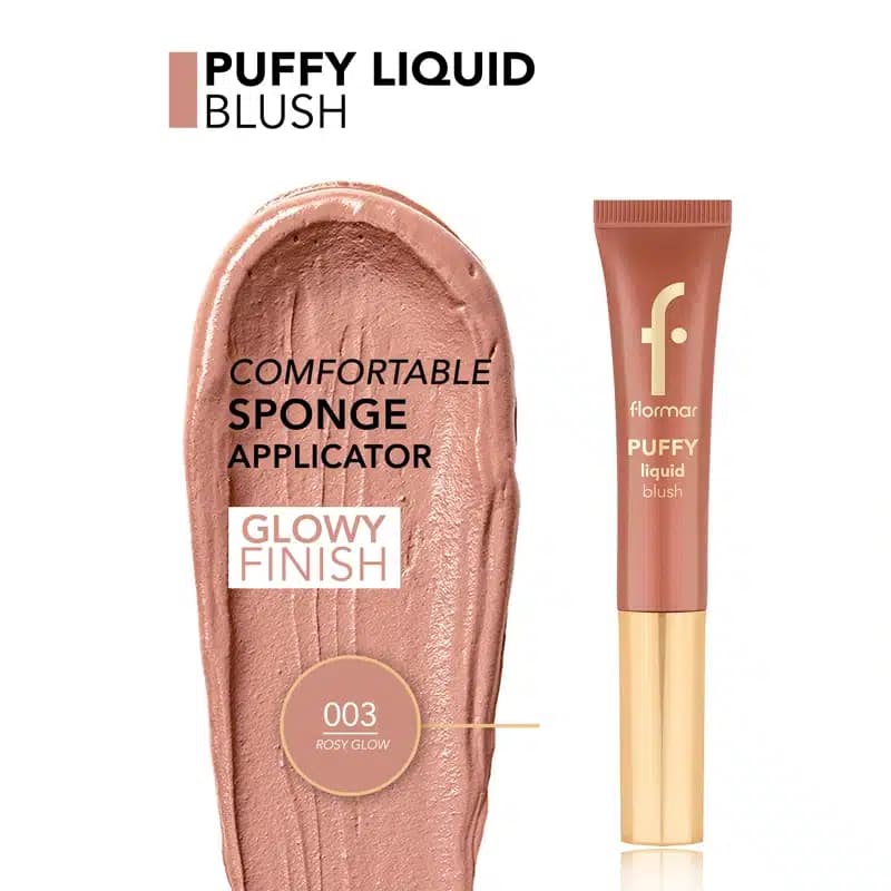 رژگونه مایع سر اسفنجی فلورمار Flormar مدل Puffy Liquid Blush کد 003 رنگ Rosy Glow — تصویر ۲