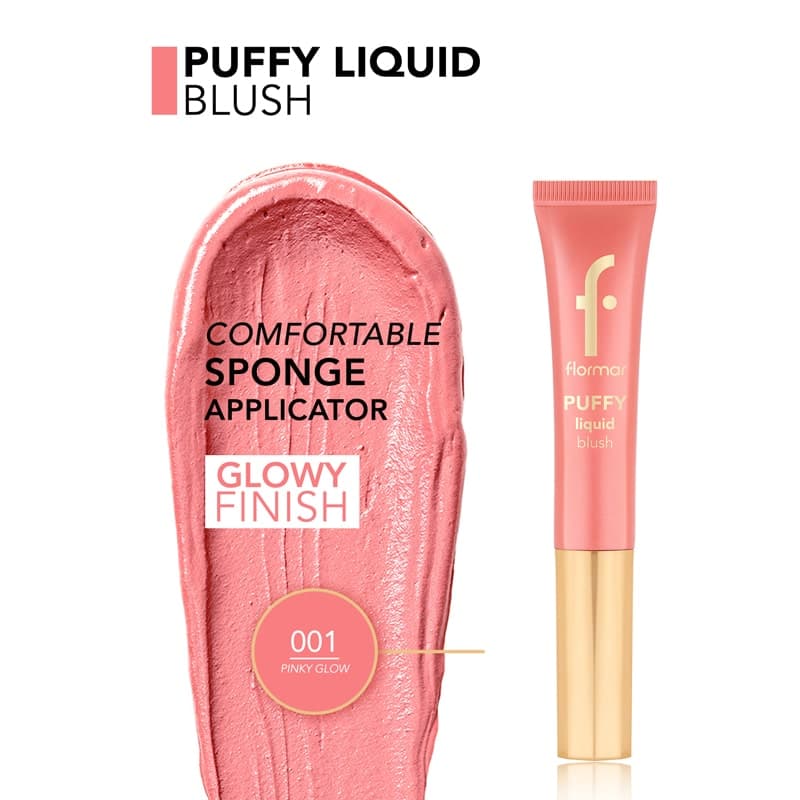 رژگونه مایع سر اسفنجی فلورمار Flormar مدل Puffy Liquid Blush کد 001 رنگ Pinky Glow — تصویر ۲