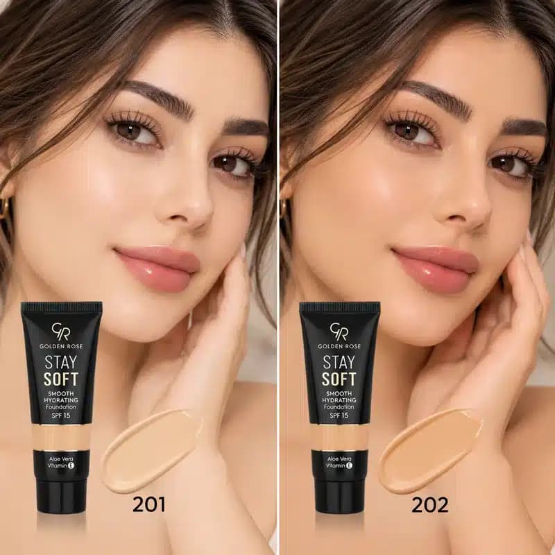 کرم پودر آبرسان SPF15 گلدن رز مدل Stay Soft کد 201 — تصویر ۷