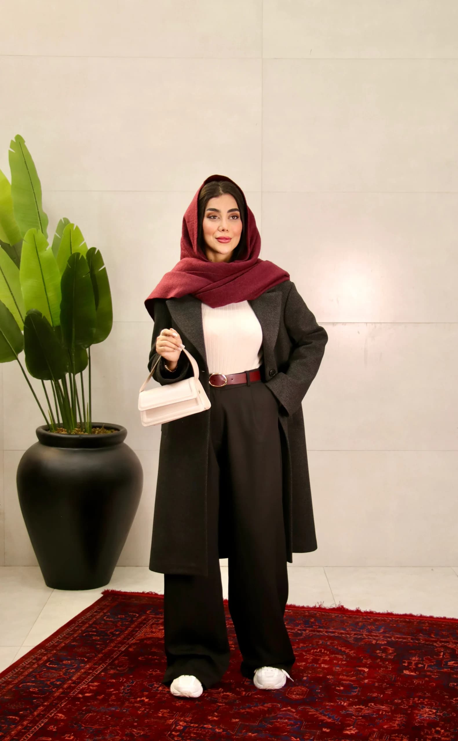 پالتو فوتر جناغی پشت چاک دار شیری مدل شوکو — تصویر ۸