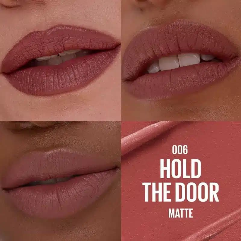 رژلب جامد مات میبلین Maybelline مدل Moisturizing Serum Lipstick کد 06 رنگ Hold The Door — تصویر ۲