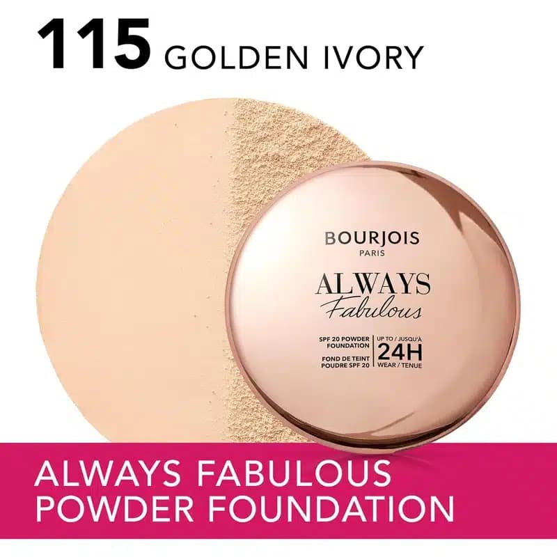 پنکیک SPF20 بورژوآ Bourjois مدل Always Fabulous Powder کد 115 رنگ Golden Ivory — تصویر ۳