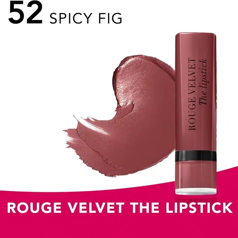 رژلب جامد مخملی بورژوآ Bourjois مدل Rouge Velvet The Lipstick کد 52 — تصویر ۳