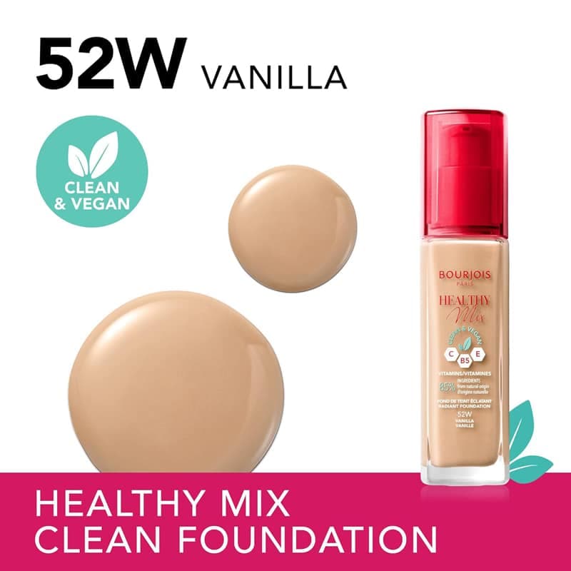 کرم پودر بورژوآ Bourjois مدل Healthy Mix Clean & Vegan کد 52W — تصویر ۲