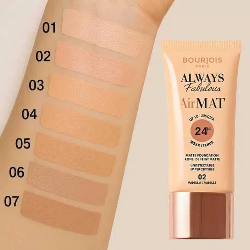 کرم پودر مات بورژوآ Bourjois مدل Always Fabulous Air Mat Up to 24h Wear Foundation کد 02 رنگ Vanilla — تصویر ۲