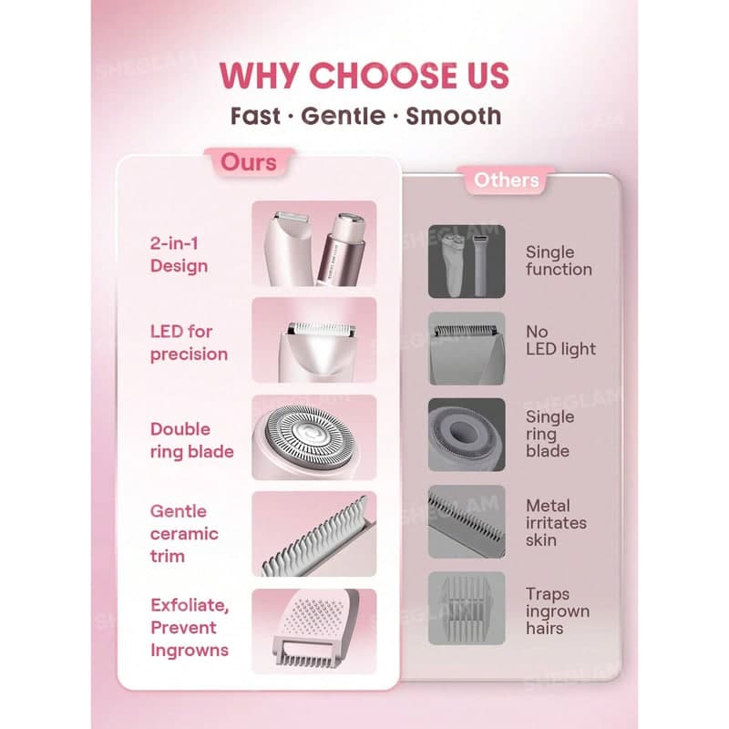 شیور دو سر شیگلم Sheglam مدل Smooth Moves Dual-Head Electric Bikini Trimmer — تصویر ۸