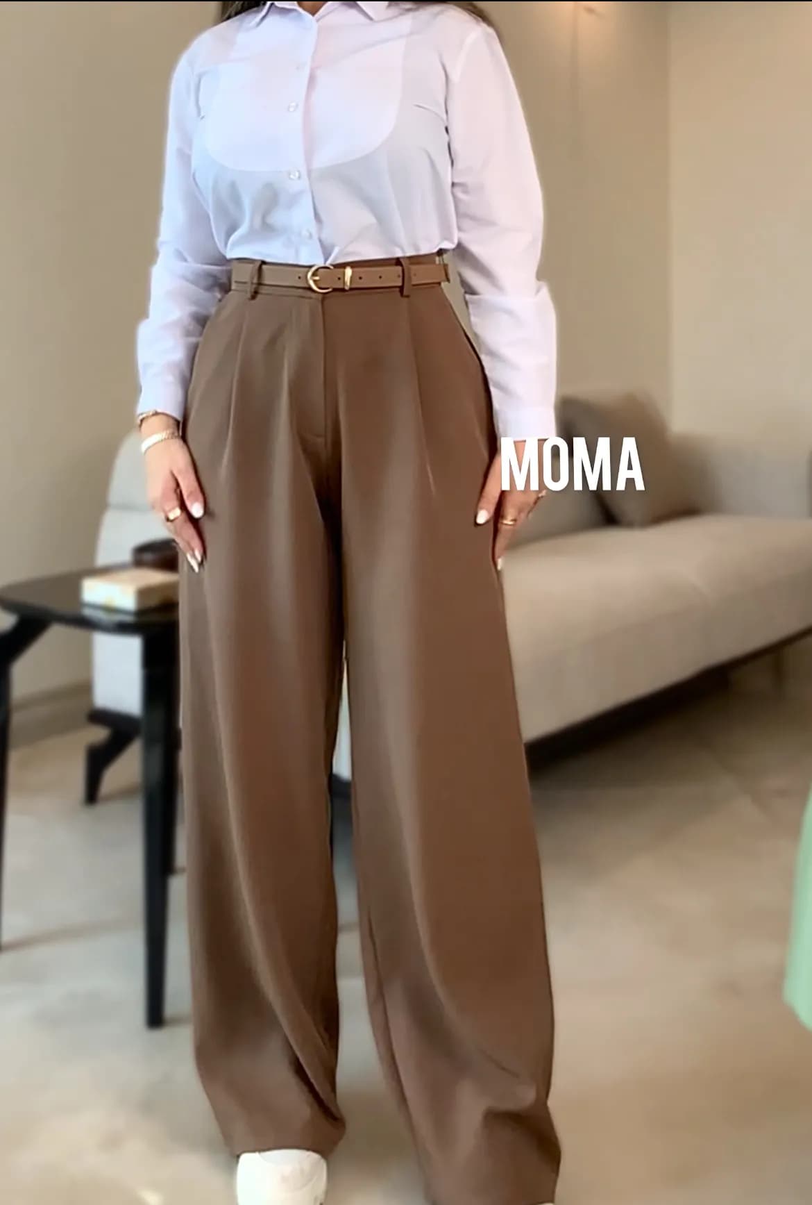 شلوار زنانه بگ مازاراتی جیب دار شکلاتی مدل لابلا