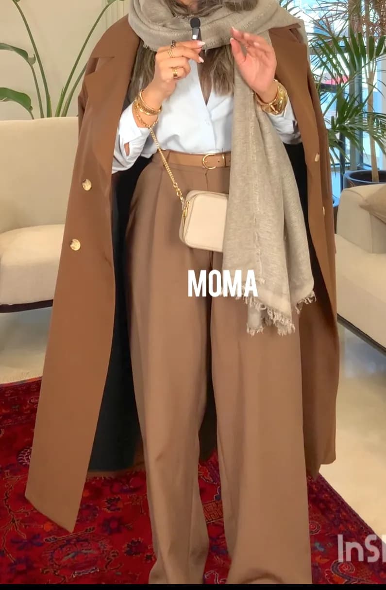 مانتو بلند دکمه دار مشکی مدل میراندا — تصویر ۴