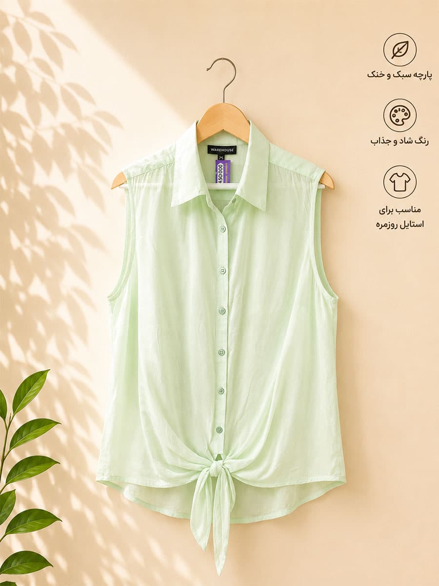 تاپ سبز پاستلی جلو گر ای