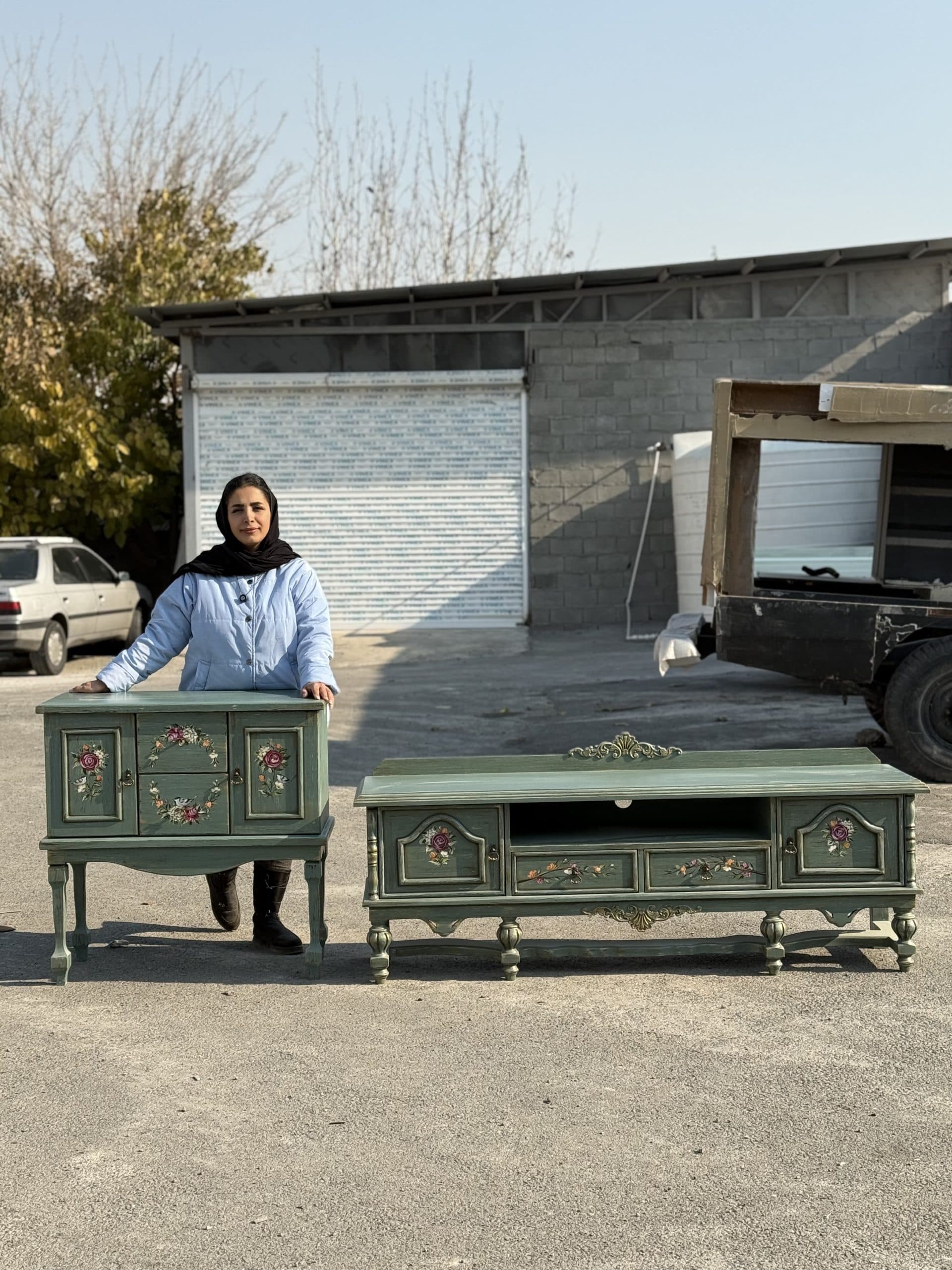 ست میز تیوی زنبق و کنسول بلبل
