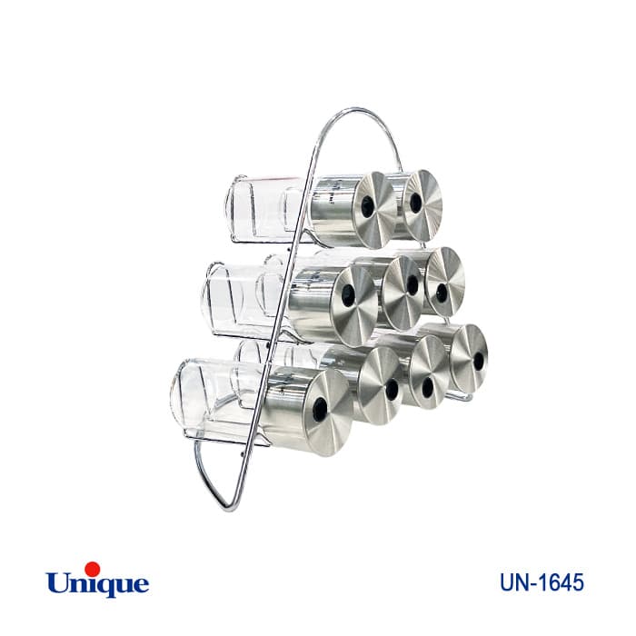 ست ادویه 9تایی شیشه گرد هرمی UNIQUE UN-1645