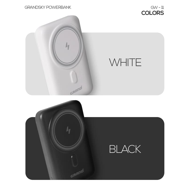 پاوربانک وایرلس 10000Mah گرند مدل GW-11 — تصویر ۵