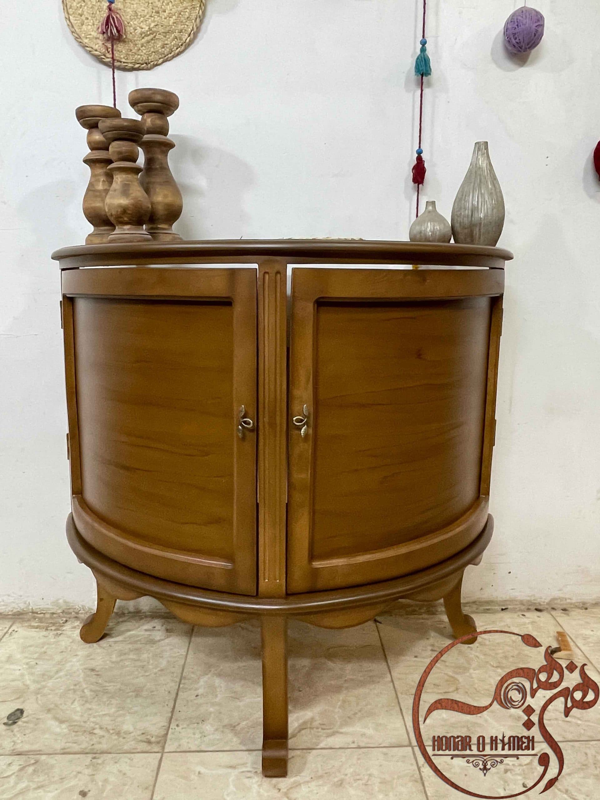کنسول مهتاب گرد روکش بلوط