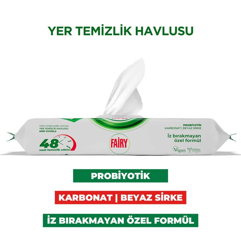دستمال مرطوب مخصوص تی فیری Fairy قابل شستشو رایحه صابون سفید بسته 50 عددی — تصویر ۴