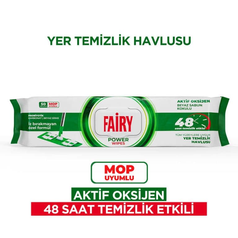 دستمال مرطوب مخصوص تی فیری Fairy قابل شستشو رایحه صابون سفید بسته 50 عددی — تصویر ۶