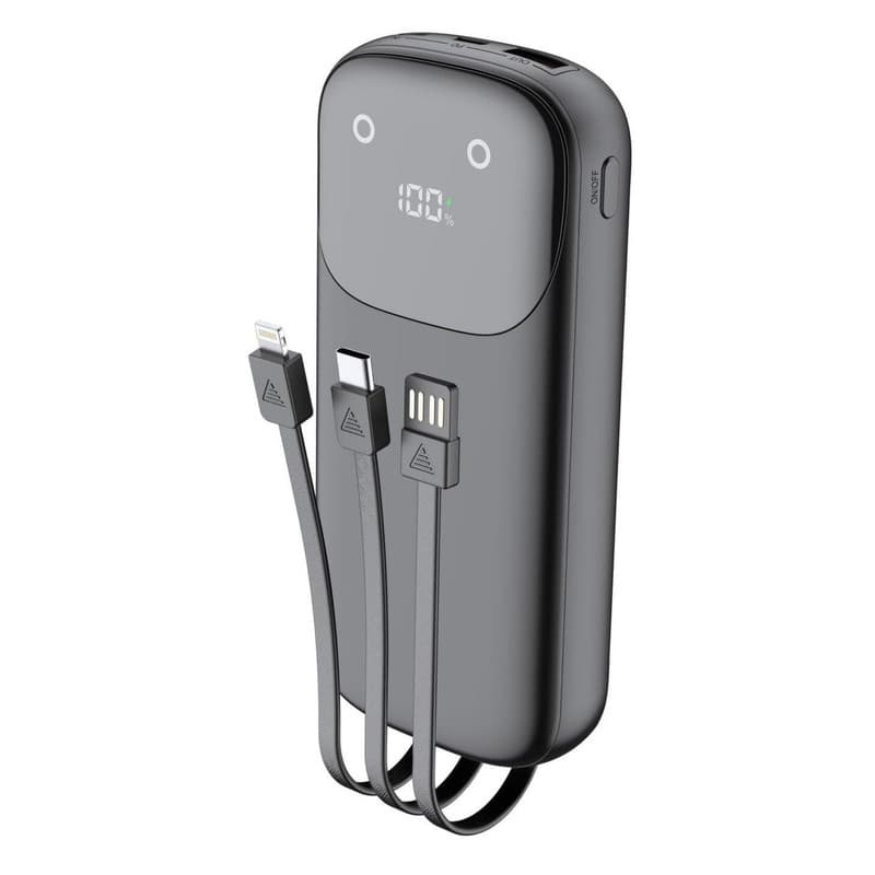 پاوربانک 22.5 وات بودی مدل PB083B1 ظرفیت 10000 میلی‌آمپرساعت به همراه سه کابل USB-A، USB-C و لایتنینگ