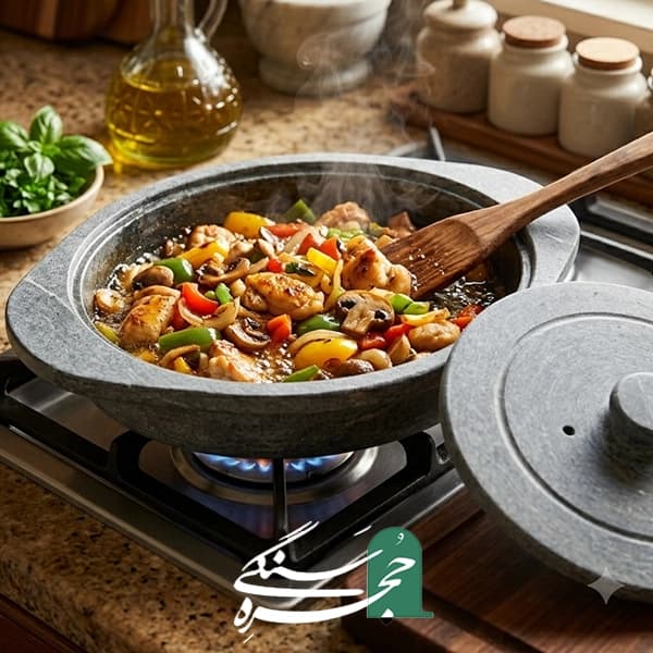 ماهیتابه سنگی 4 نفره قطر 27 سانت — تصویر ۲