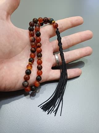 تسبیح 33 دانه اصل عقیق سلیمانی کد 2161 — تصویر ۳