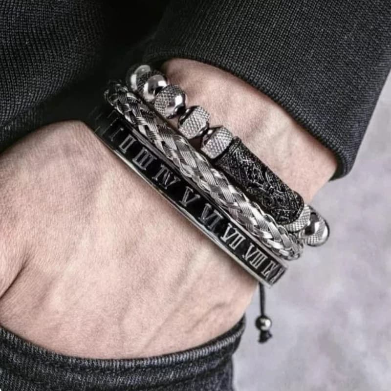 دستبند مردانه گالری گوهرسنگ مدل 3PCS مجموعه سه عددی — تصویر ۴