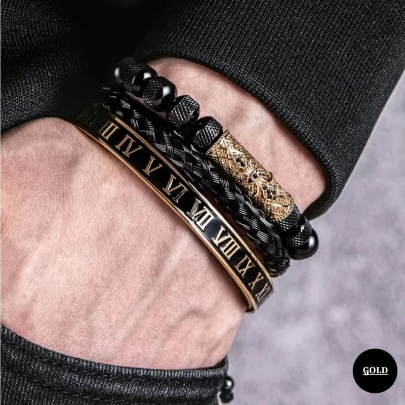 دستبند مردانه گالری گوهرسنگ مدل 3PCS مجموعه سه عددی — تصویر ۳
