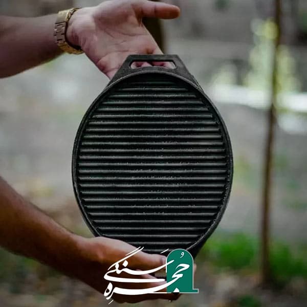 صفحه گریل استیک پز چدنی دو طرفه مدل بیضی — تصویر ۲