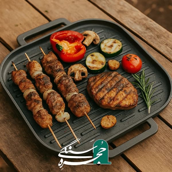 صفحه گریل استیک پز چدنی دو طرفه مدل مربع — تصویر ۳