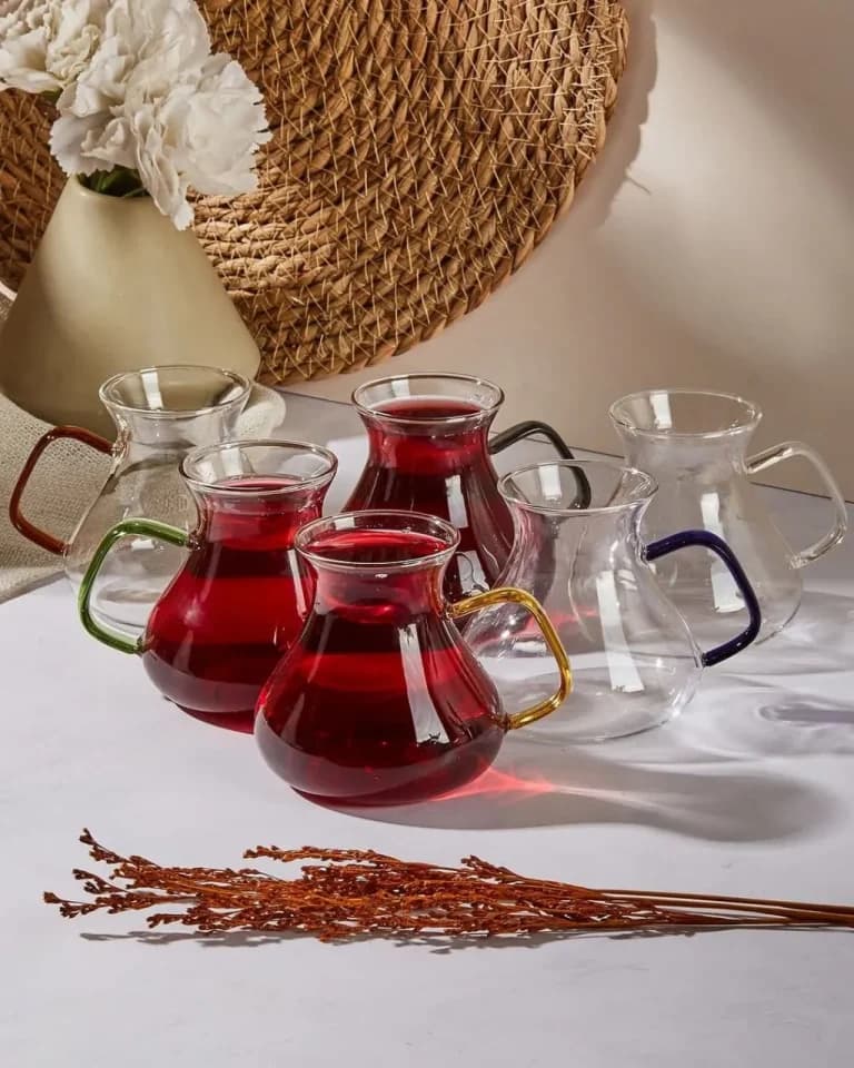 فنجان پیرکس خمره ای دسته رنگی پروتی PEROTTI