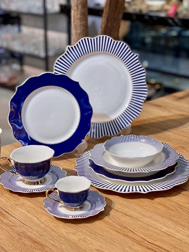ست سرویس غذا خوری ترکیه striped blue برند kit art