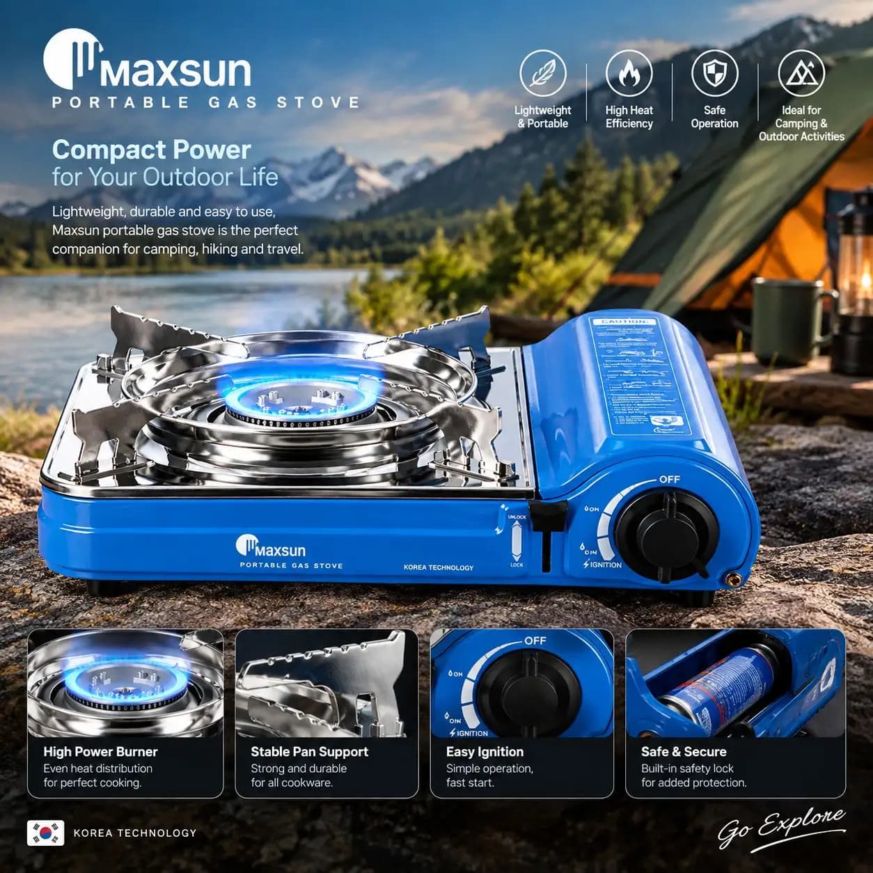 اجاق گاز سفری مکس‌سان مدل MS-3500S — تصویر ۷