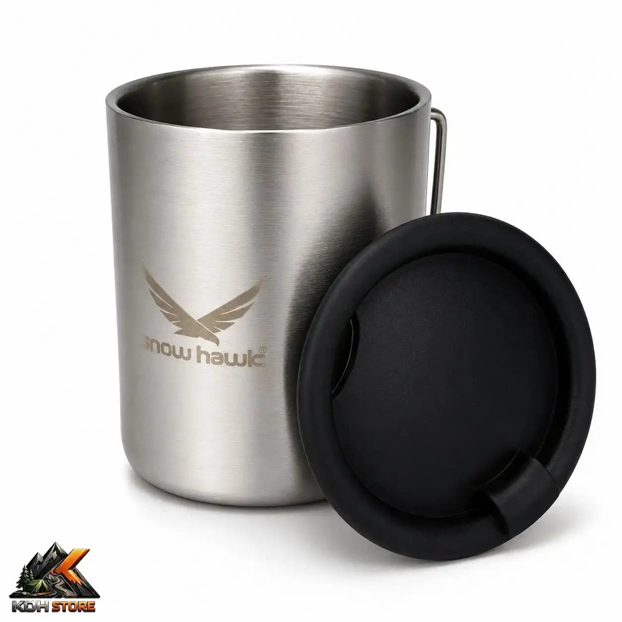 لیوان دوجداره استیل Snow Hawk درب‌دار 300 میلی‌لیتر